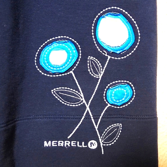 Merrell Blue Cotton Blend Floral Detail Blue Skirt Size Medium - Picture 2 of 8